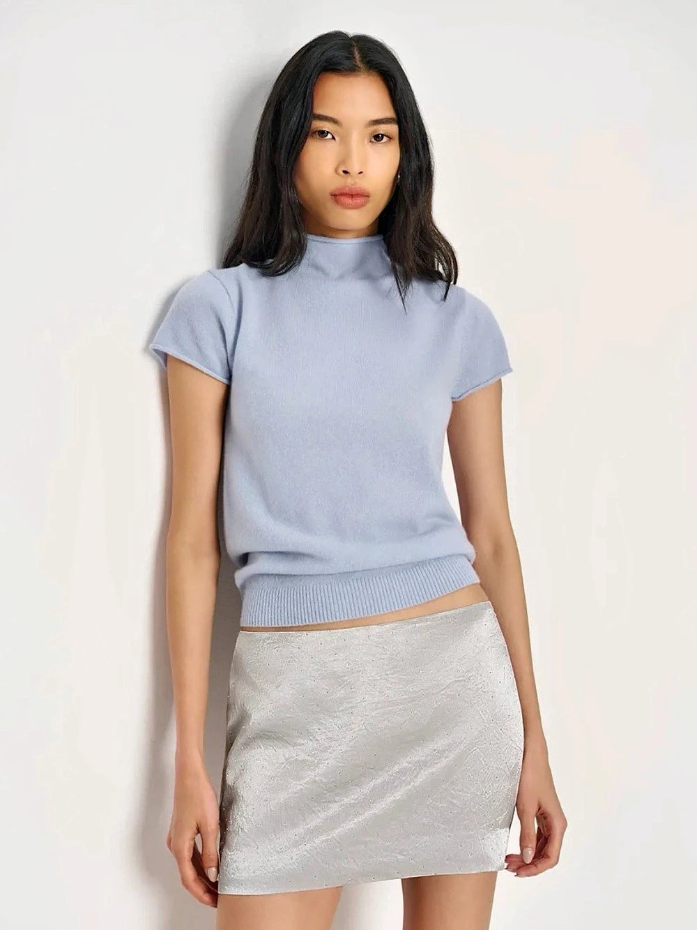 Reformation Carla Low Waist Skirt Silver - Size 4